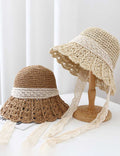 Hollow Lace Straw Bucket Hat - DippedShop Wholesale - #5875