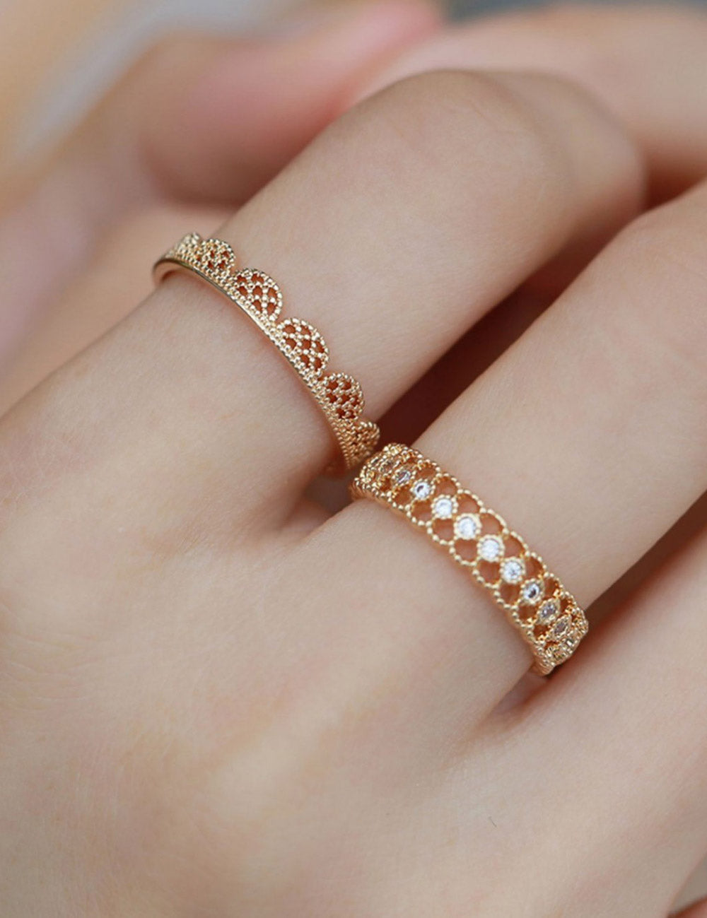 Lace Hollow Rhinestone Vintage Rings DP25D652