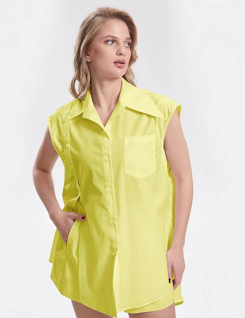 Solid Color Shirt Shorts Set - DippedShop Wholesale - #7939