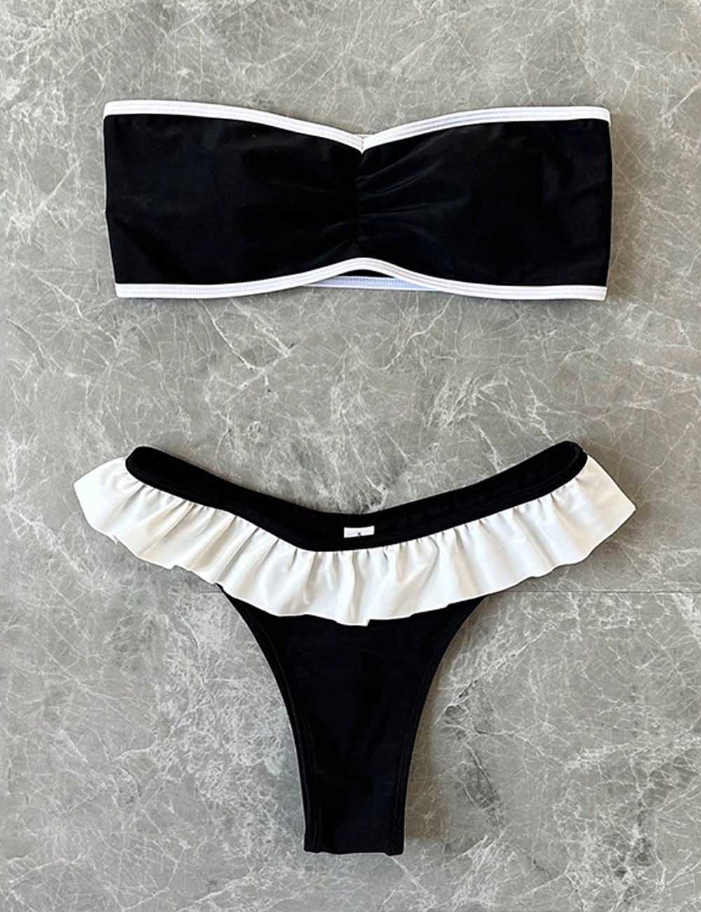 Trendy Strapless Bandeau Bikini 2 Piece Swimwear DP26H854