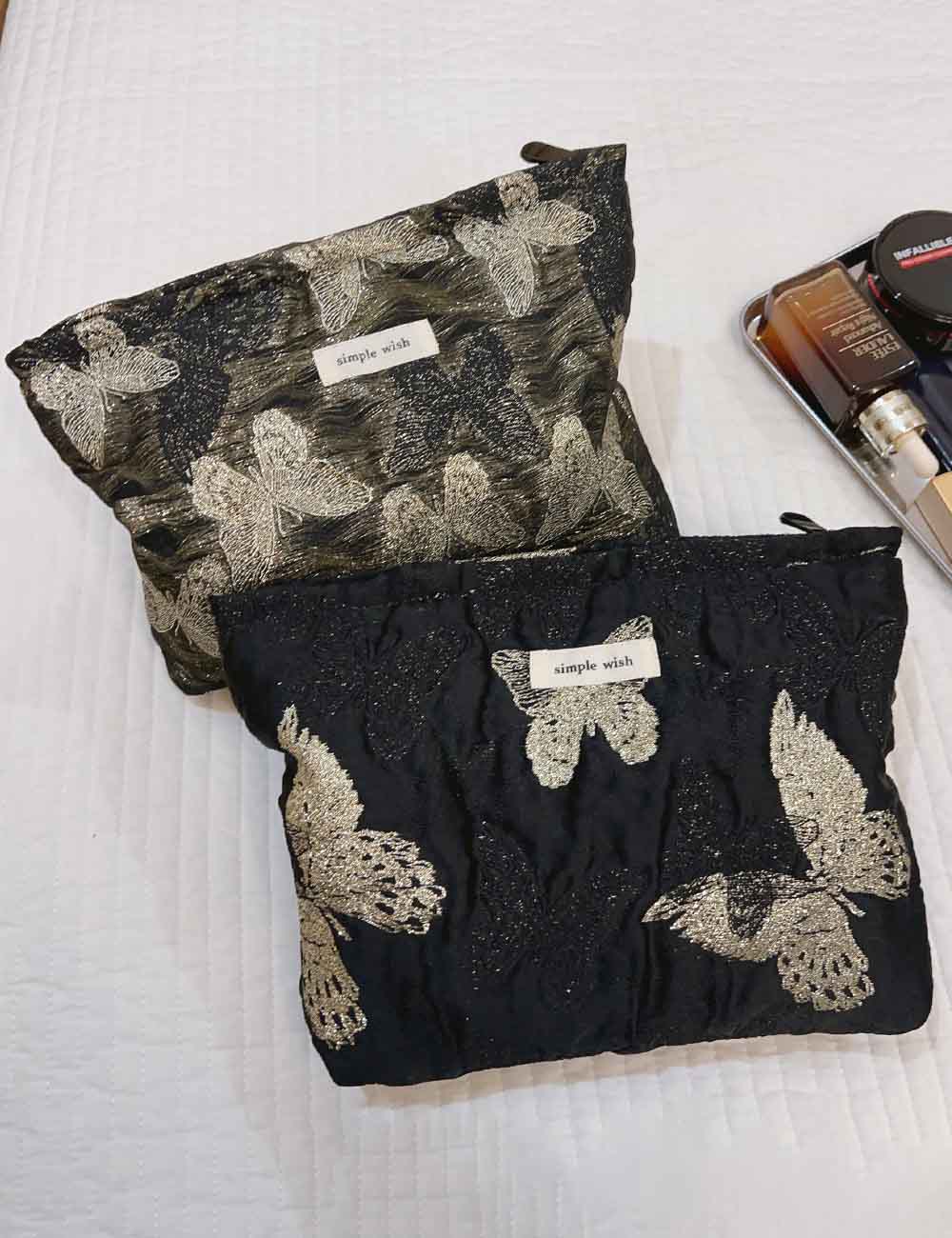Aesthetic Golden Butterfly Makeup Bag DP25E648