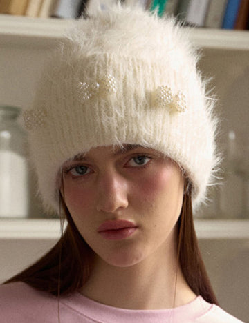 Cute Bow Knot Fuzzy Solid Color Beanie Hat DP25H708