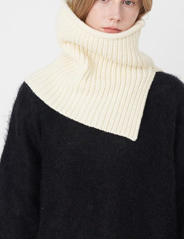 Ribbed Solid Color Knit Neck Split Scarf DP25F442