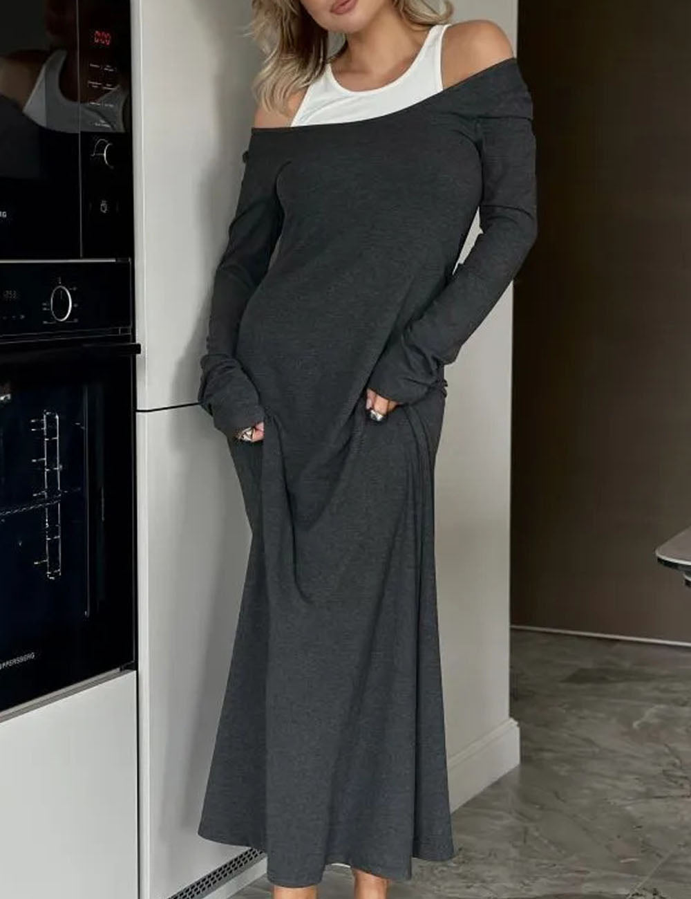 Splicing Fake Two-Piece Elegant Maxi Dress DP25G554