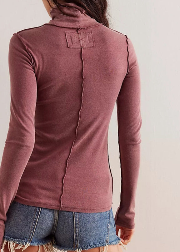 Solid Color Turtleneck Slim Basic Top DP25B845